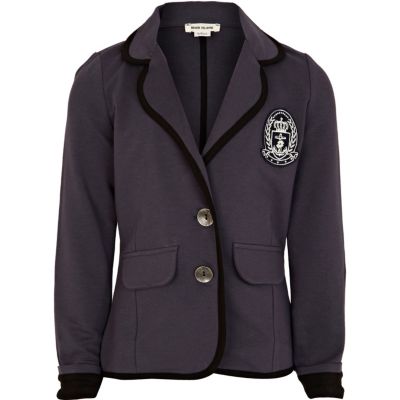 Girls navy collegiate blazer 