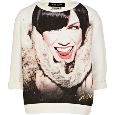 Girls cream Jessie J print sweat top