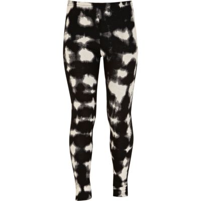 Girls black print leggings