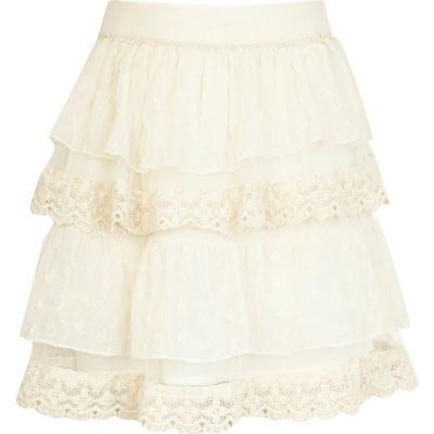 Girls cream lace rara skirt