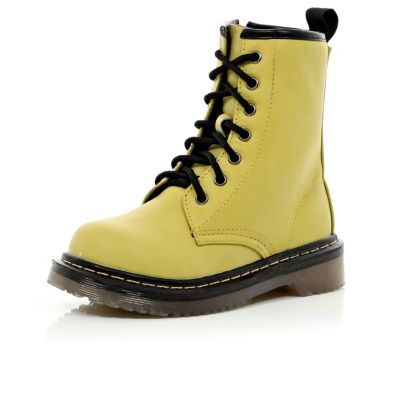Girls yellow chunky boots