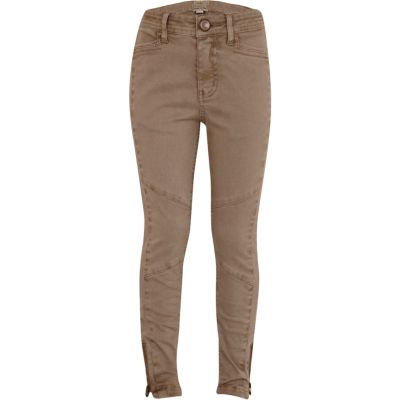 Girls beige biker trousers
