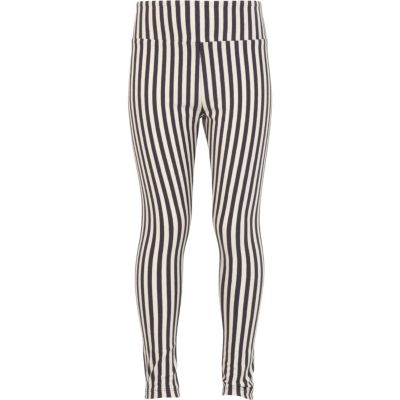 Girls navy stripe leggings