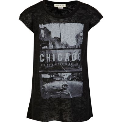 Girls black Chicago burnout t-shirt