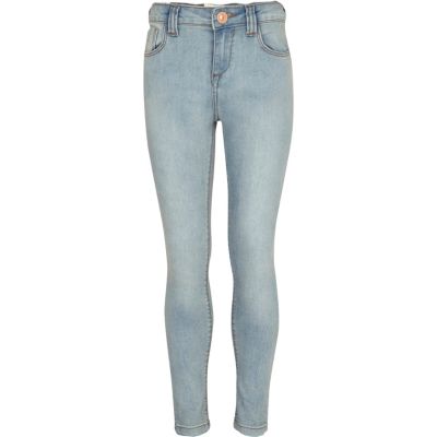 Girls blue light wash denim skinny jeans