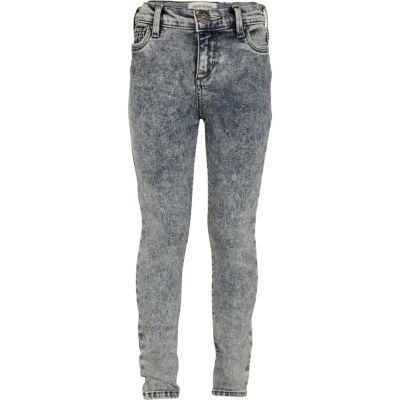 Girls blue acid wash jeans