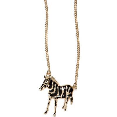 Girls black zebra necklace