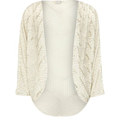 Girls cream embellished shrug