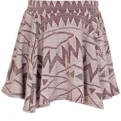 Girls red aztec skater skirt