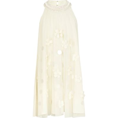 Girls cream petal swing dress