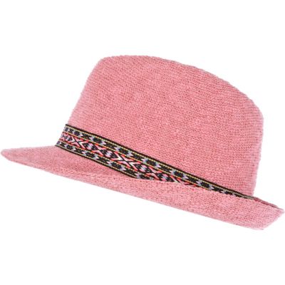 Girls pink aztec trim hat