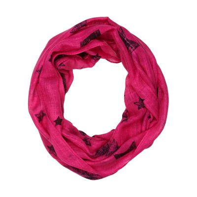 Girls bright pink scribble print scarf