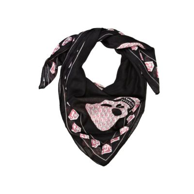 Girls black skull print scarf