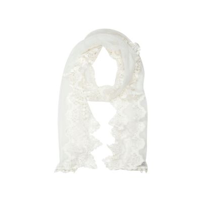 Girls white lace scarf