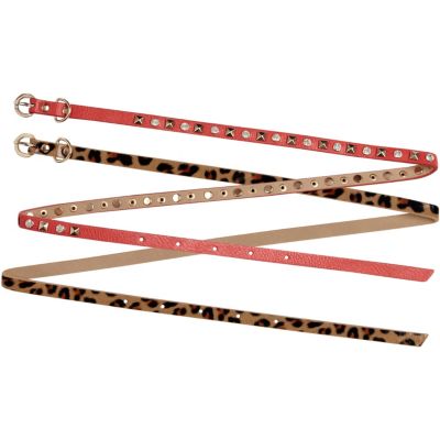 Girls coral and leopard two pack stud belts