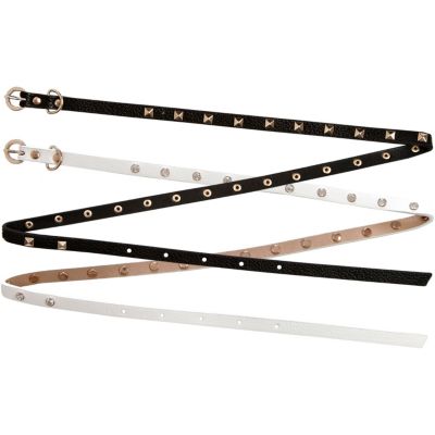 Girls black and white 2 pack studded belts