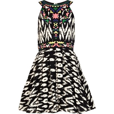 Girls black aztec prom dress