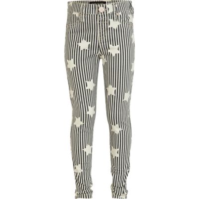 Girls cream stars and stripes jeggings