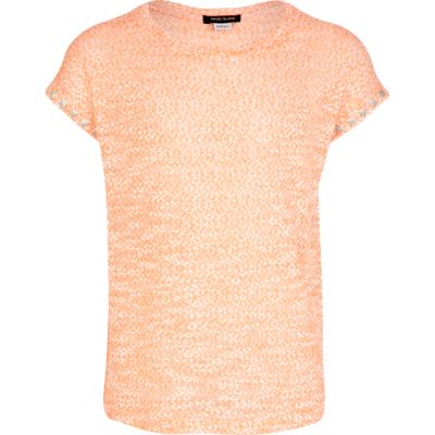 Girls orange stud sleeve t-shirt