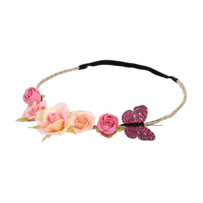 Girls pink floral butterfly garland