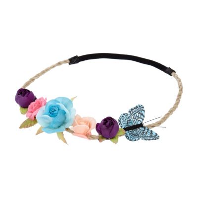Girls blue floral butterfly garland
