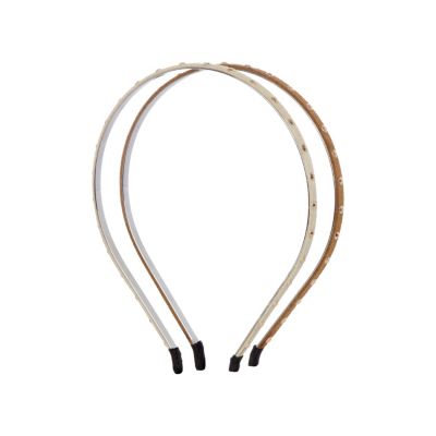Girls brown 2 pack of studded headbands