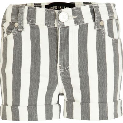 Girls cream stripe shorts