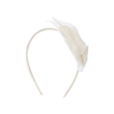 Girls white feather butterfly head band