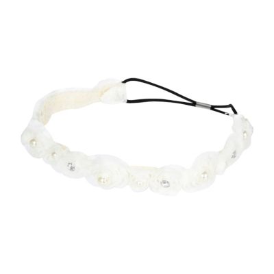 Girls cream chiffon pearl head band