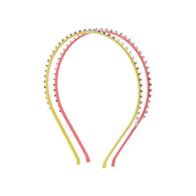 Girls pink two pack diamante head bands