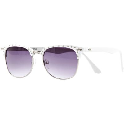 Girls white diamante sunglasses