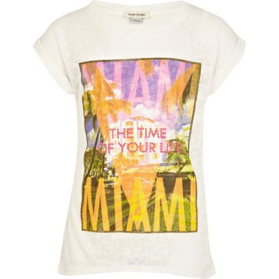 Girls white Miami burnout t-shirt