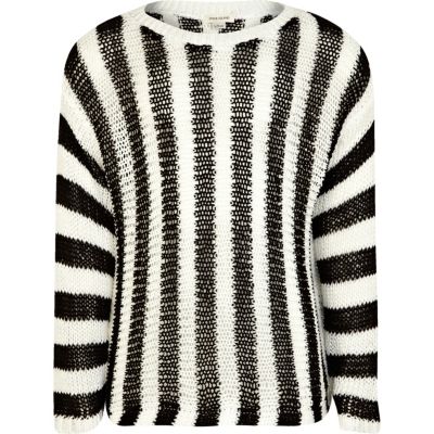 Girls black and white striped jumper