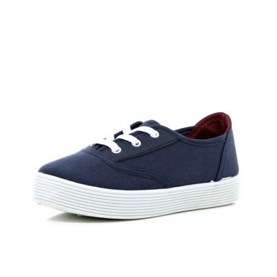 Girls navy chunky plimsolls