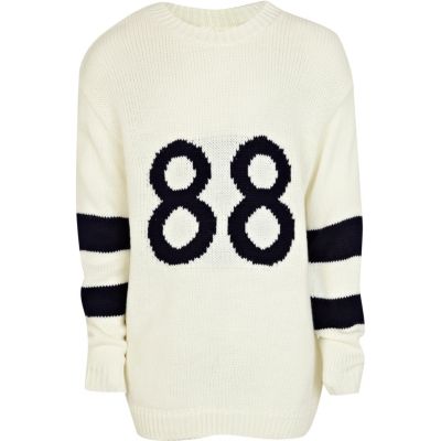 Girls cream 88 varsity jumper