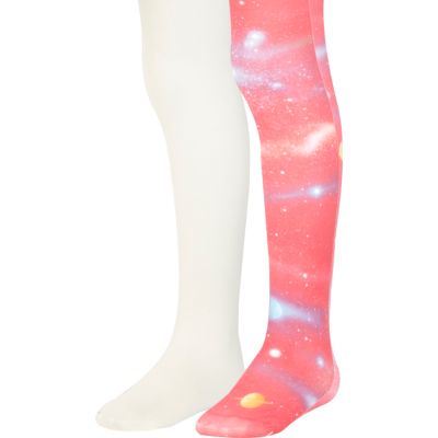 Girls cream and cosmic two pack of tights