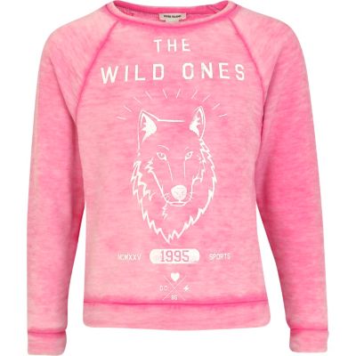 Girls pink the wild ones sweat top