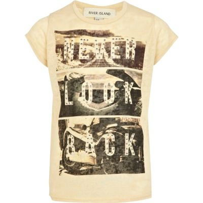 Girls pink never look back burnout t-shirt