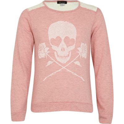 Girls pink skull print dolman top