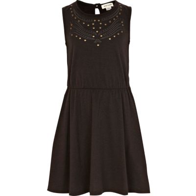 Girls black cut out dress