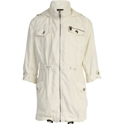 Girls white utility parka jacket