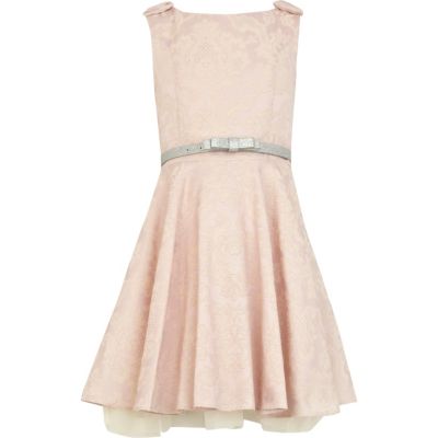 Girls pink floral prom dress
