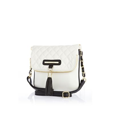 Girls white quilted fold over bag