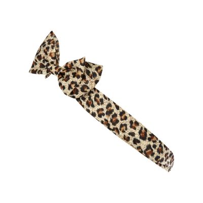 Girls brown leopard print stretch head band
