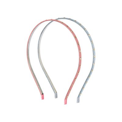 Girls pink two pack studded alice bands