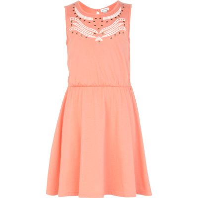 Girls orange cut out dress