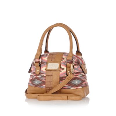 Girls brown aztec tote bag