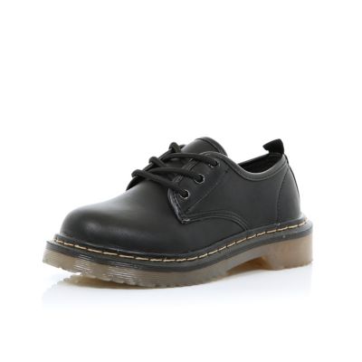 Girls black military shoes