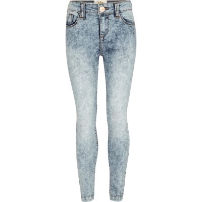 Girls blue acid wash jeans