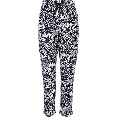 Girls black and white geometric trousers